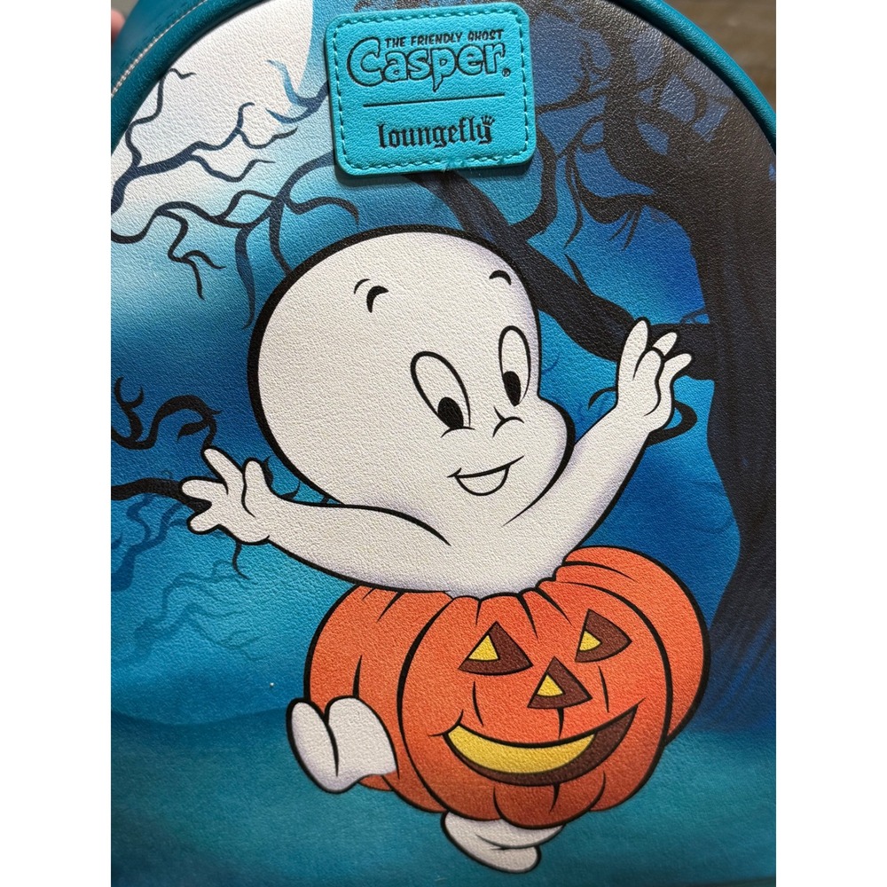 Loungefly Casper the Friendly Ghost Mini Backpack OS Blue NWT Halloween Pumpkin - Picture 5 of 9
